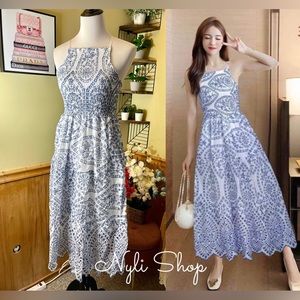 🌷Brand New halter eyelet dress fully embroidered can fit Sm up to M price firm!